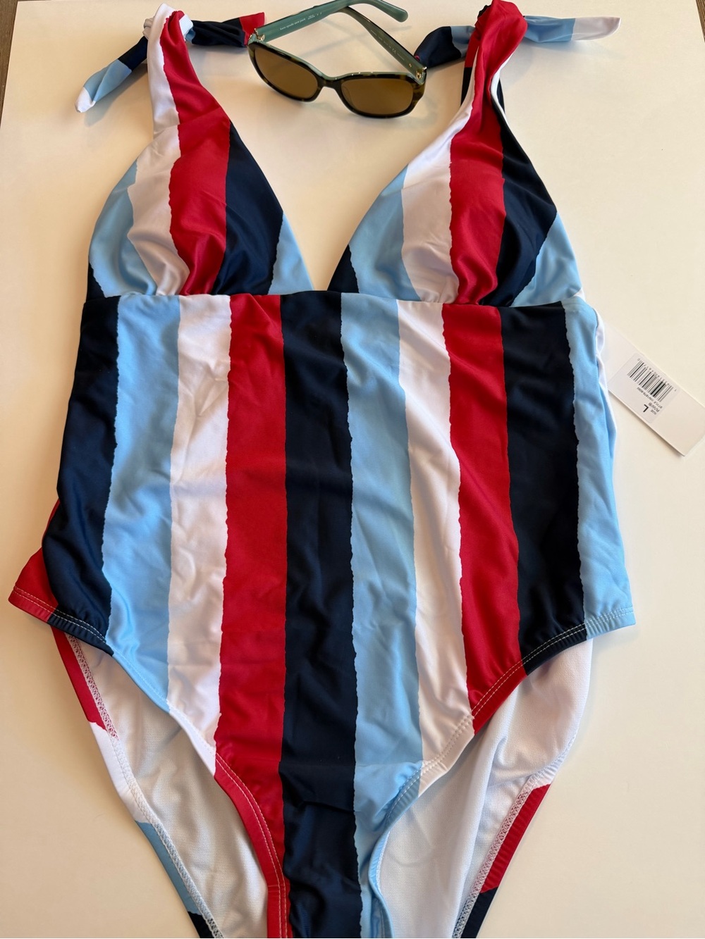 Social Angel Vertical Stripe One-Piece Bathing Suit, NWT, Size Large - Picture 2 of 11